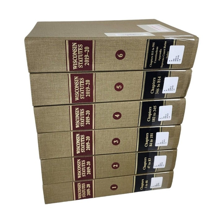 Wisconsin State Statutes Chapters 1-995 Law Index Reference Book Set 6 Volumes A