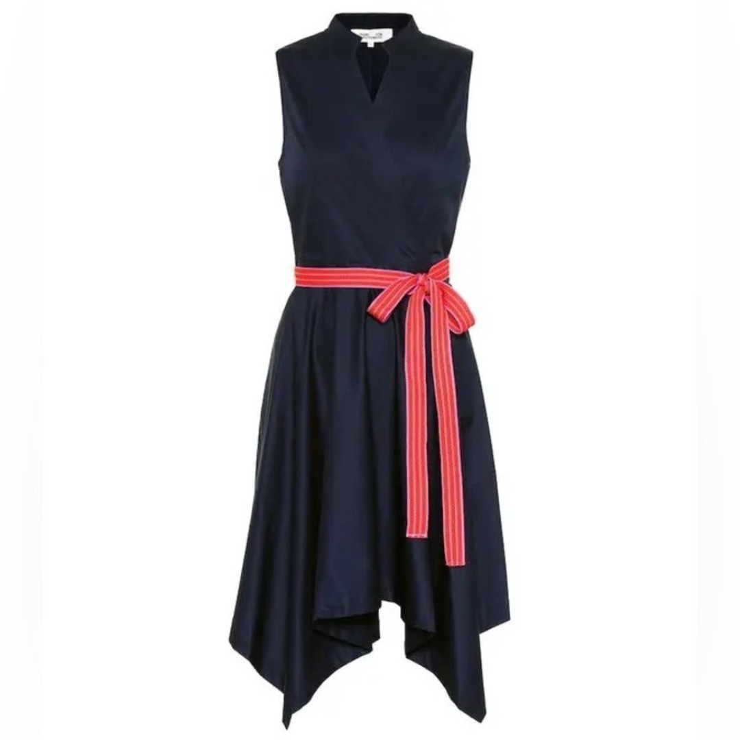 Diane Von Furstenberg Marlene Poplin Cotton Belted Dress