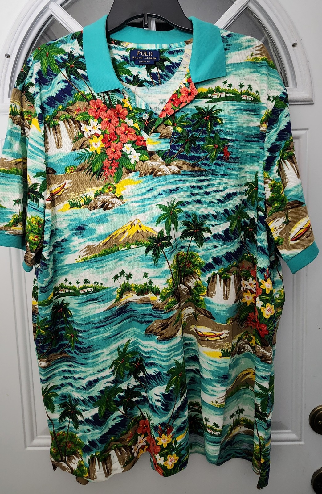 Polo Ralph Lauren Floral Tropical Island Logo Classi Fit Shirt Men's Size 2XL