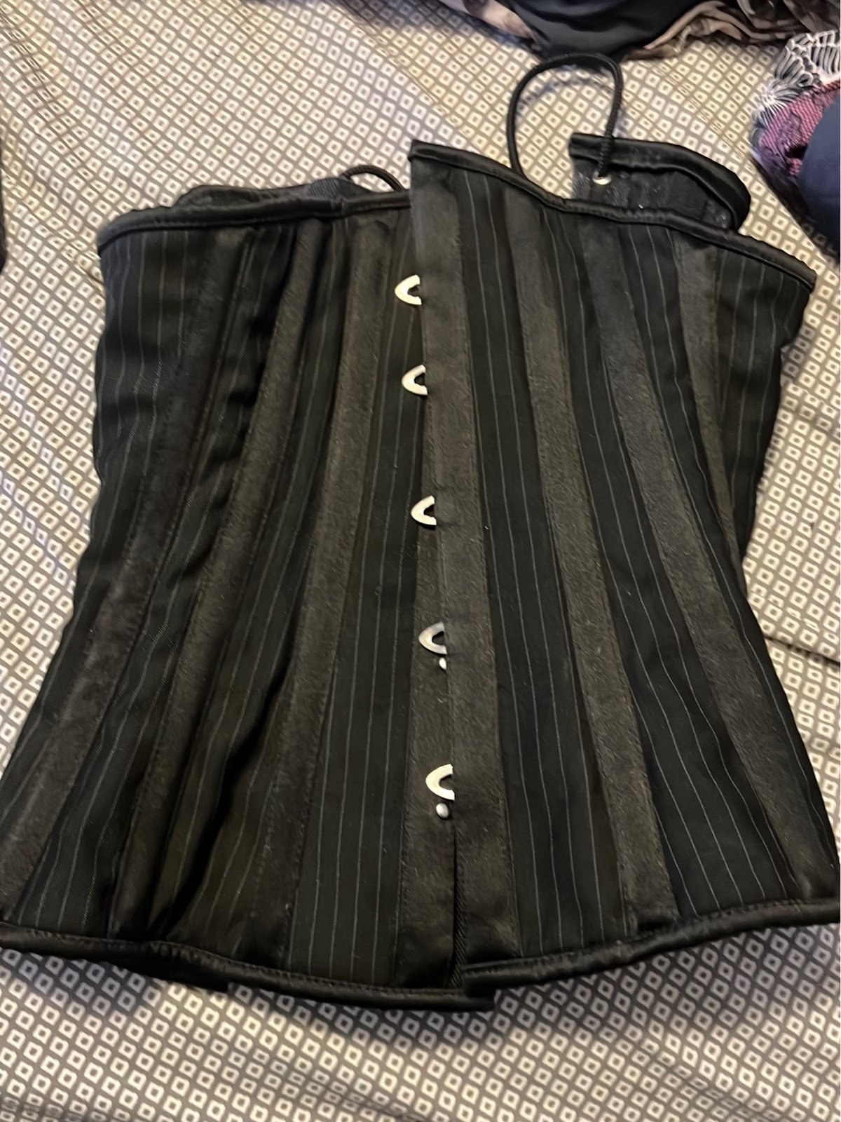 Heavy red gothic black overbust corset