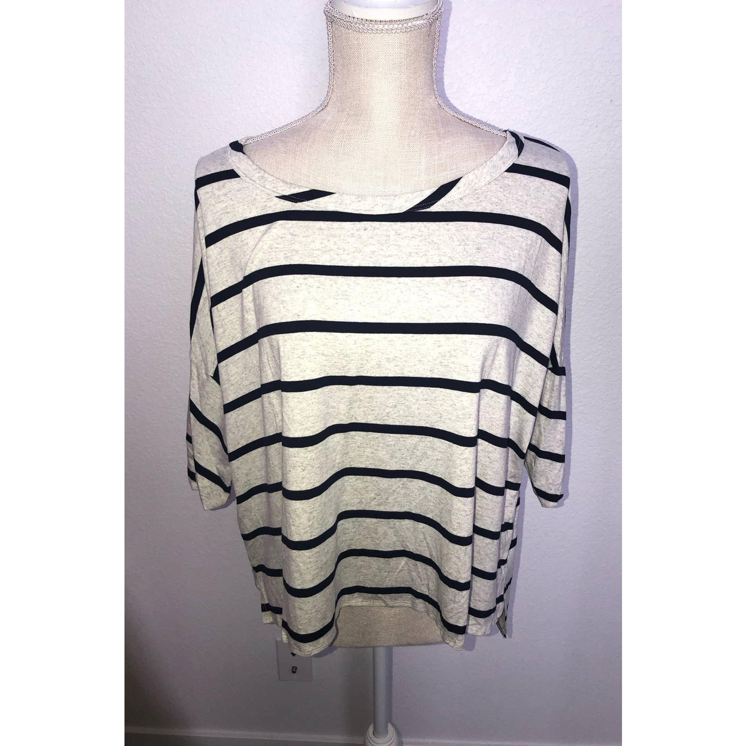 Chaser Stripe Oversized High Low Hem Top - S