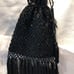 Black drawstring beaded evening bag