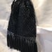 Black drawstring beaded evening bag
