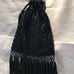 Black drawstring beaded evening bag