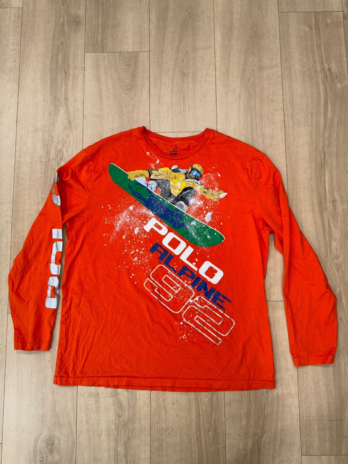 Vtg Ralph Lauren Polo Alpine 92 Ski Snowboard Sportsman Aztec T Shirt Orange L