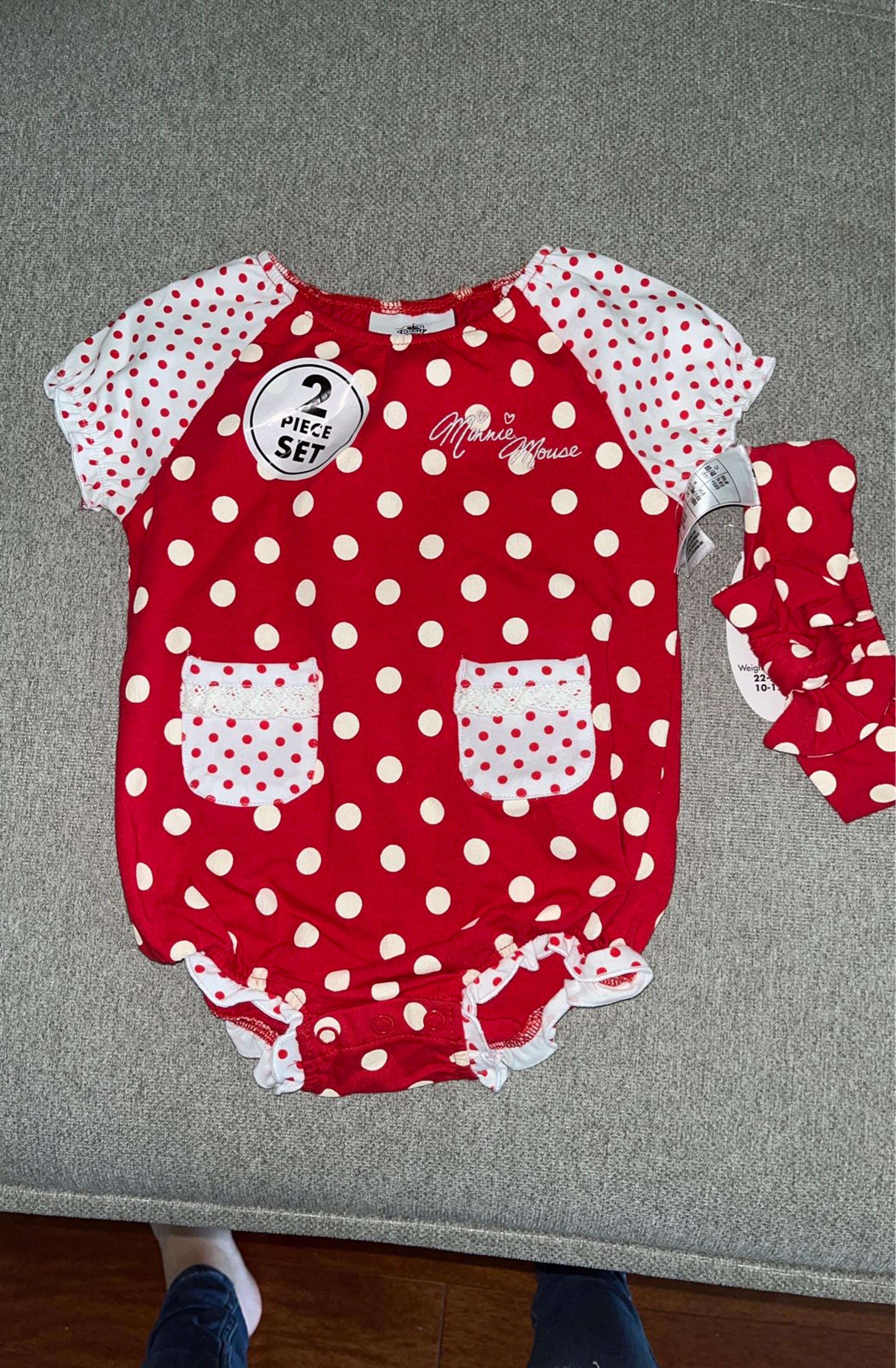 Girls 18 months Disney Baby Minnie Summer Romper & Headband