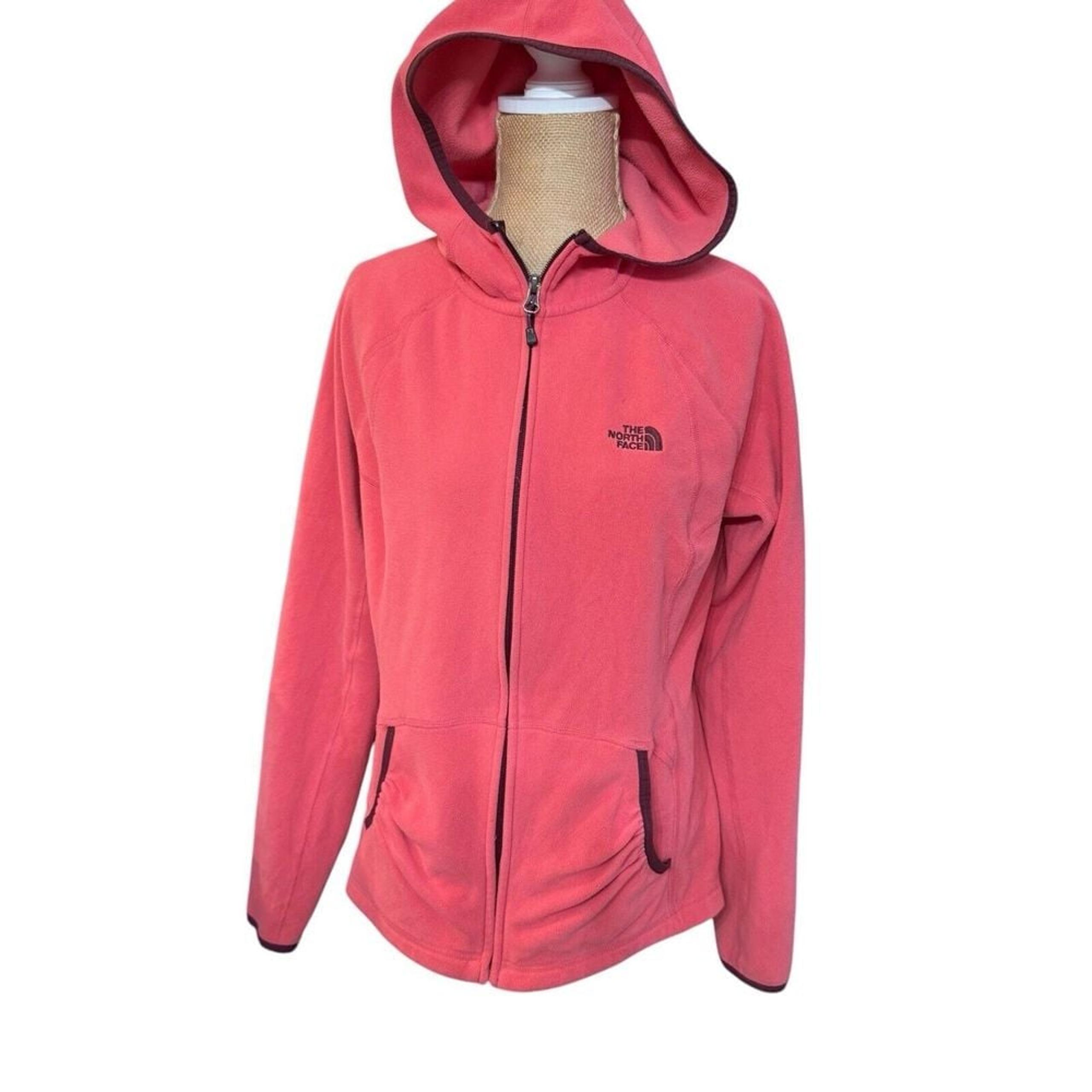 The North Face Crescent Hooded Fleece Sweater Salmon Sz Large Full Zip Jacket