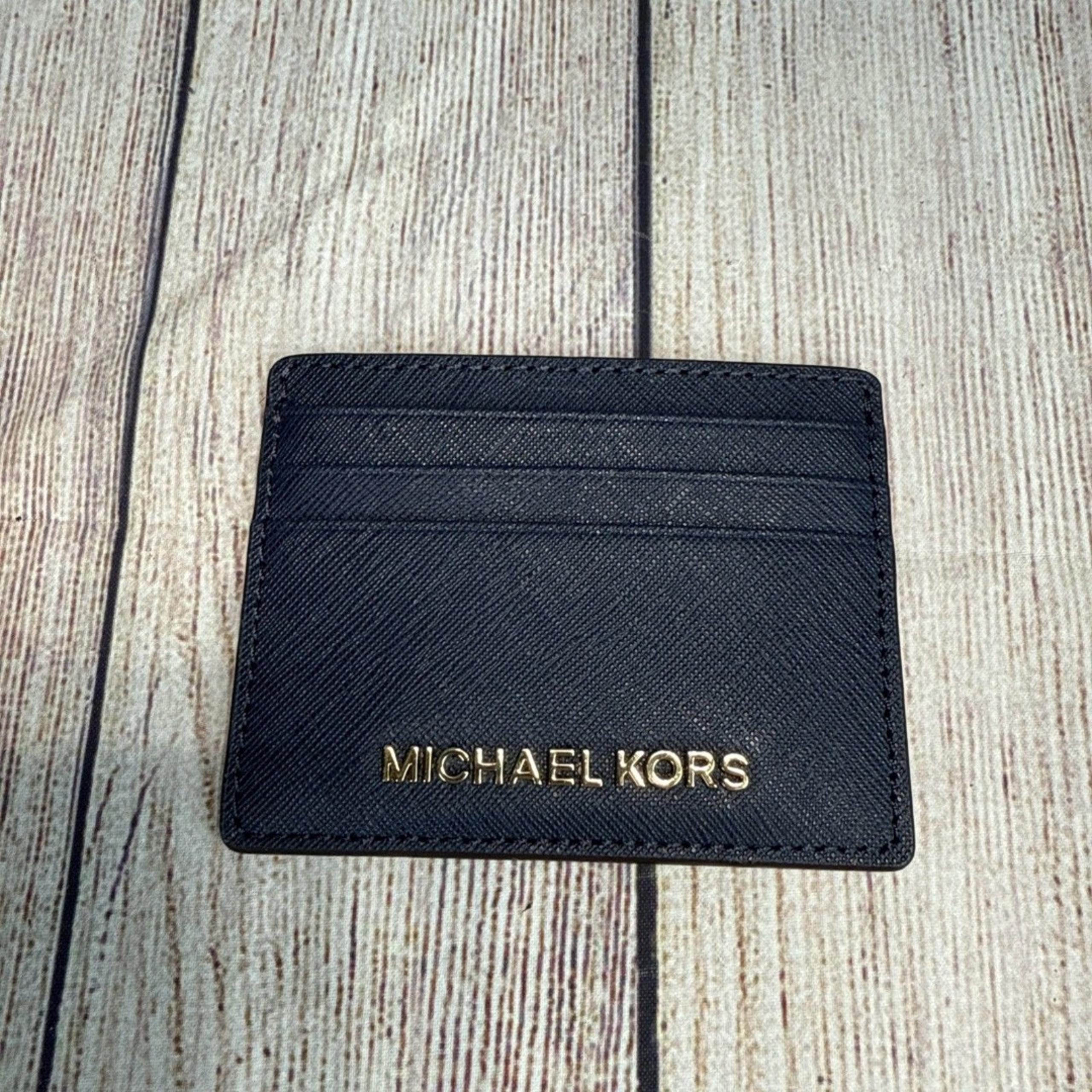 Michael Kors Blue Jet Set Card Case ID Holder Travel Leather Wallet Women’s