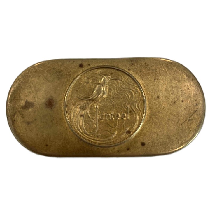 Antique E Loesser Mills Company Gold Jonteel Powder Case Rouge Brass Vintage
