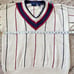 Cambridge Classics Mens Ivory Vintage V-Neck Sweater Size Medium Red Blue Stripe