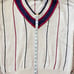Cambridge Classics Mens Ivory Vintage V-Neck Sweater Size Medium Red Blue Stripe