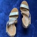Pedro Garcia Metallic Juncal Gray Lame Sandals