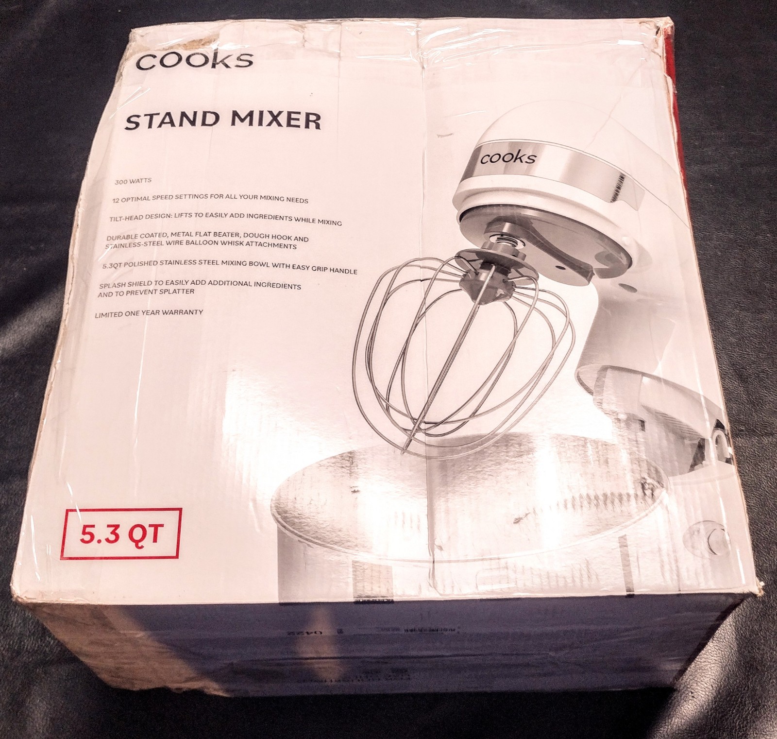 Brand New Cooks 5.3 Quart Stand Mixer - White Metallic. **Missing Flat Beater**