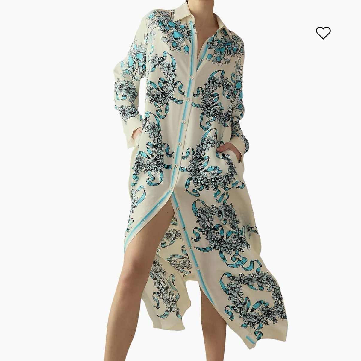 Cynthia Rowley Floral 100% Silk Midi Shirt Dress Women S Flowy Button Front