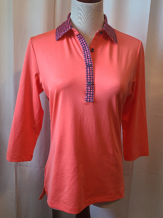Woman's Peter Millar 3/4 sleeve polo shirt UPF 50+ Sun protection S - Orange