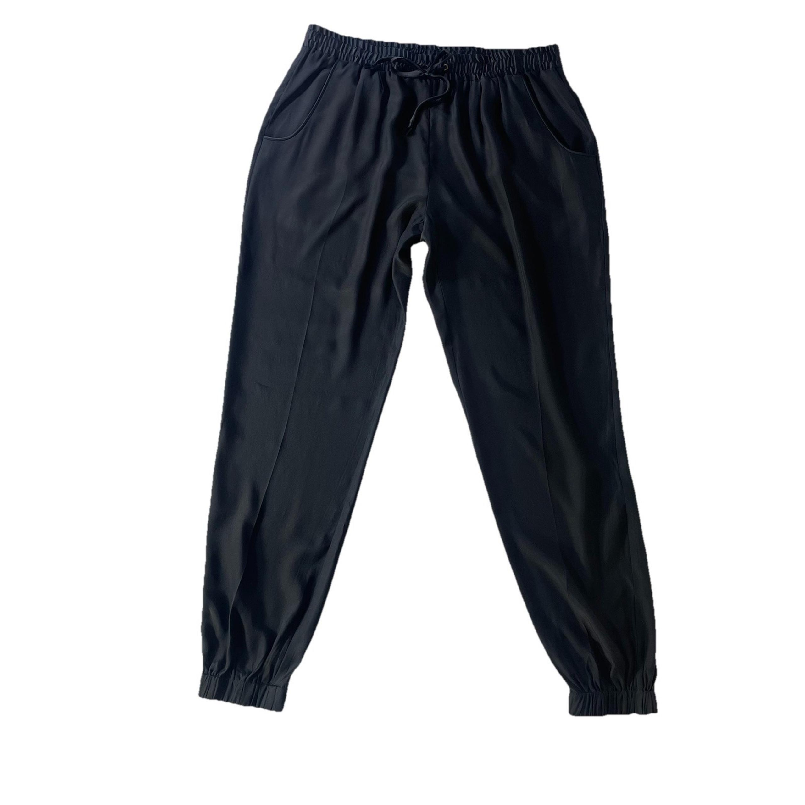 Acrobat 100% Silk Jogger Pants Women's Small Black Elastic Waist Luxe Lounge