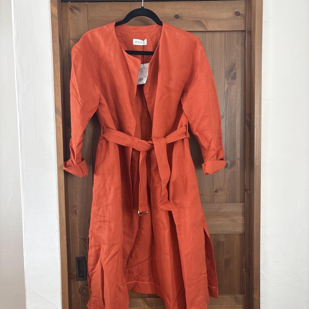 PLST Orange Long Coat Size