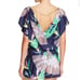 Trina Turk Midnight Paradise Romper VNeck Short Sleeve Blue green Chain Floral L