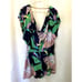 Trina Turk Midnight Paradise Romper VNeck Short Sleeve Blue green Chain Floral L