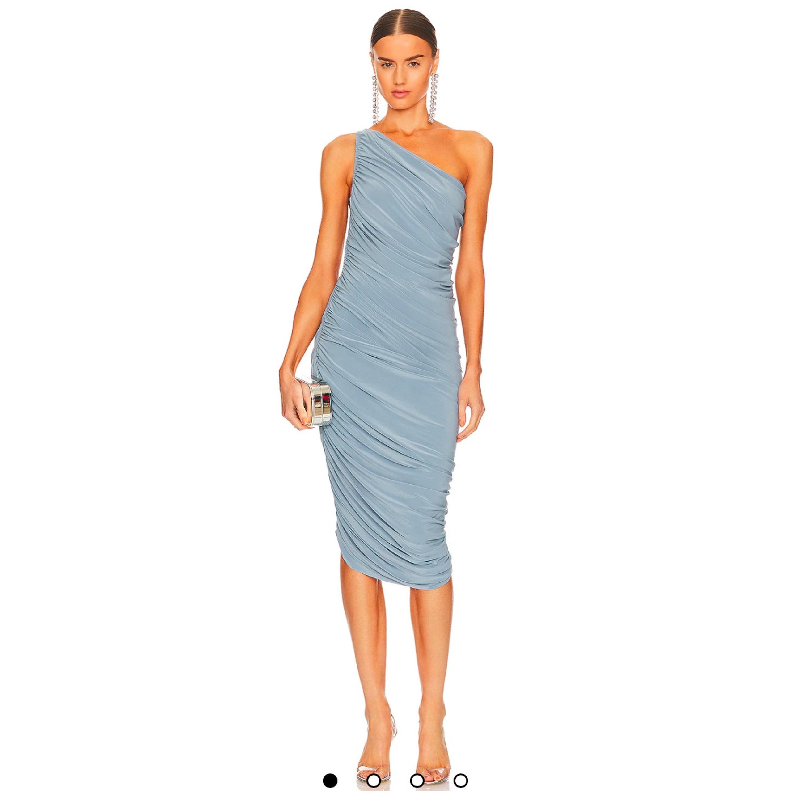 Norma Kamali Women's Diana Ruched One-Shoulder MIDI-Dress Soft Blue Size S NWT