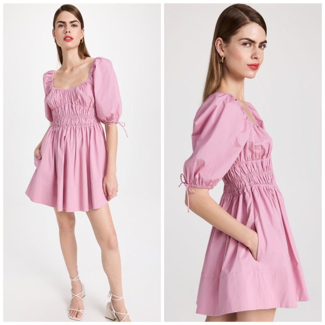 NEW Staud Mini Faye Dress in Pink Quartz