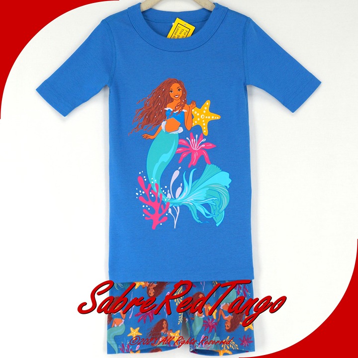 NWT Hanna Andersson Disney Organic Short Johns Pajamas Little Mermaid 110 5