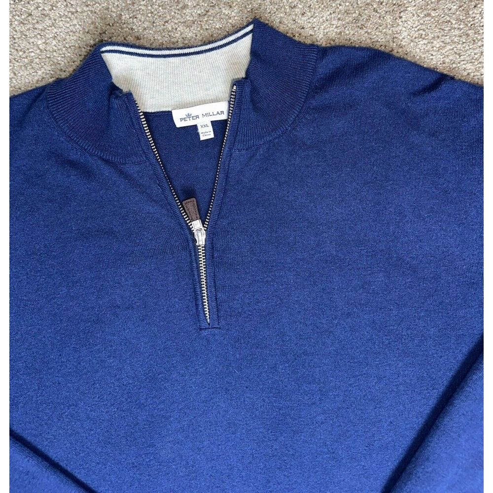 Peter Millar Crown Soft Sweater Mens XXL 1/4 Zip Pullover Cotton Silk Cashmere