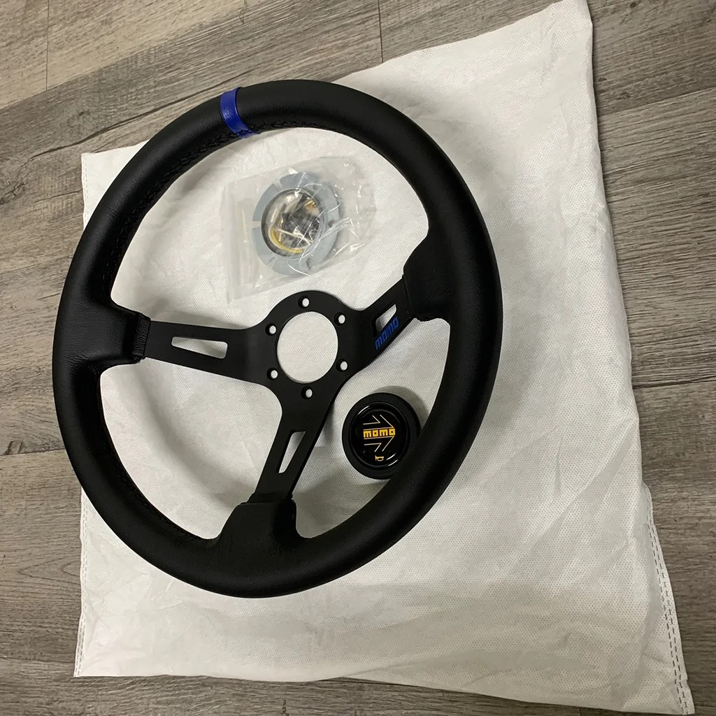 Blue LINE 350MM RACING SPORT LEATHER STEERING WHEEL