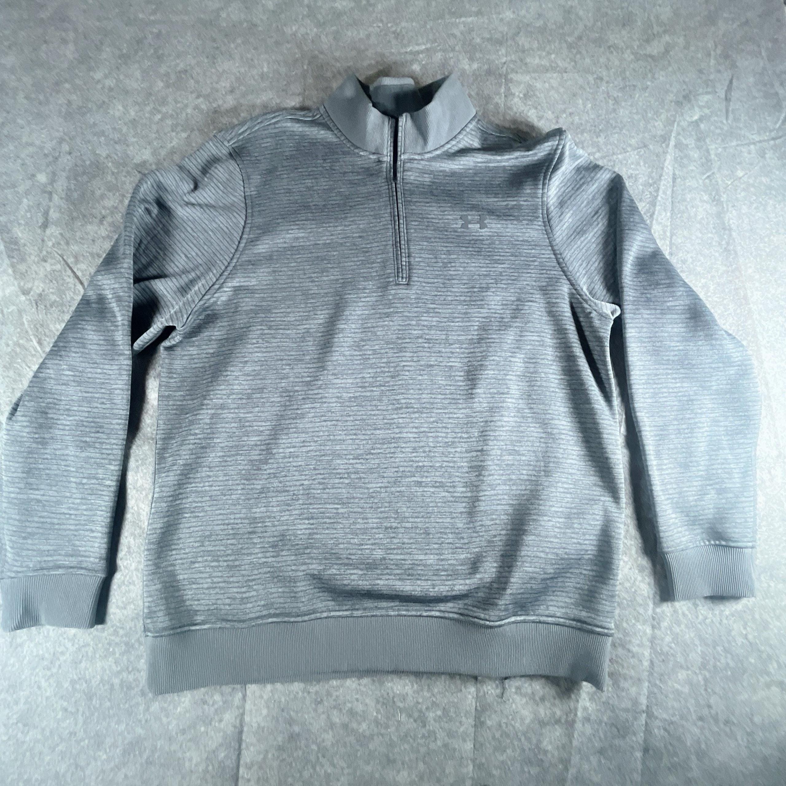 Under Armour Storm Sweater Mens Large Gray Loose Coldgear Quarter Zip Pull Over