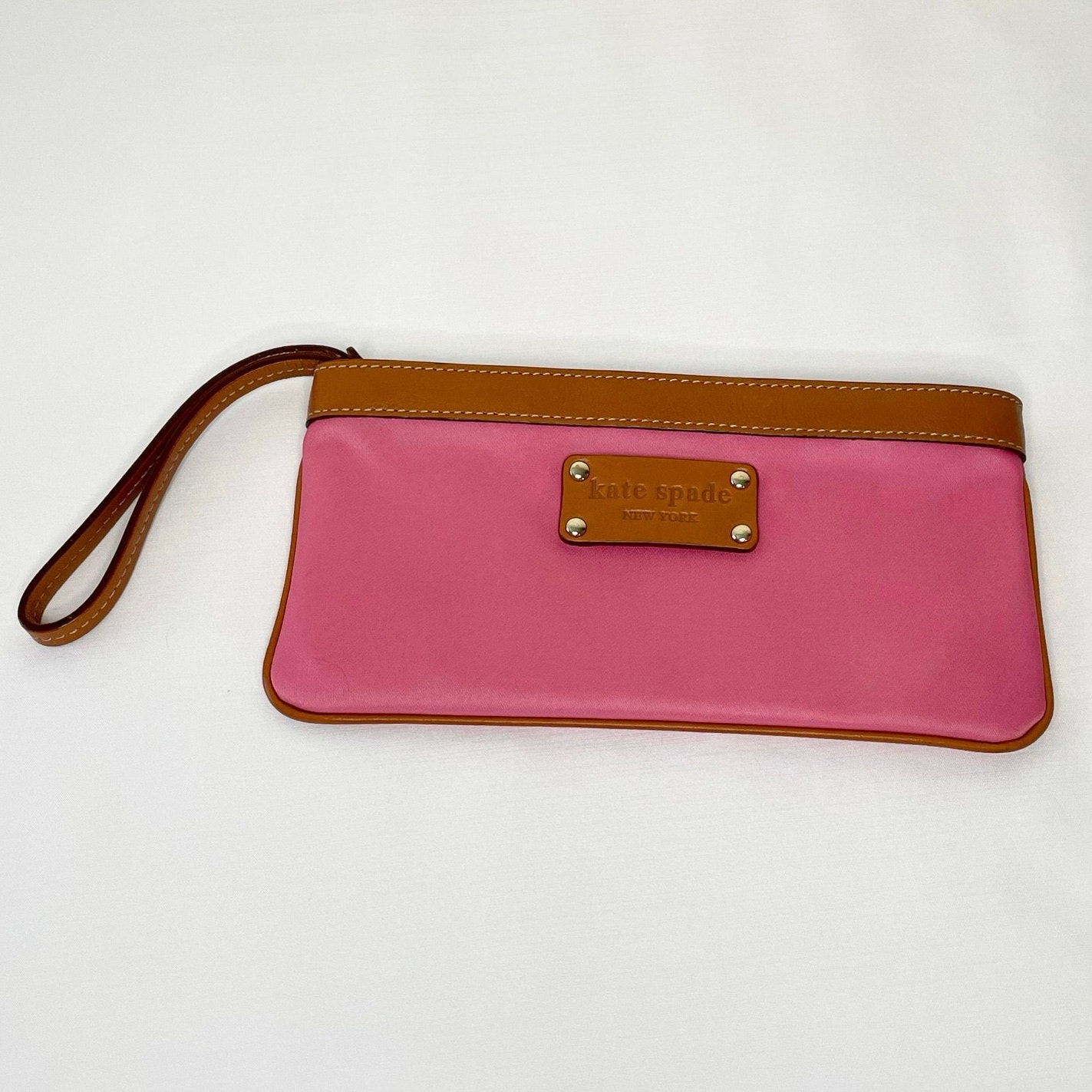Vintage Kate Spade Nylon Wristlet with Leather Trim – Fuchsia Pink – EUC