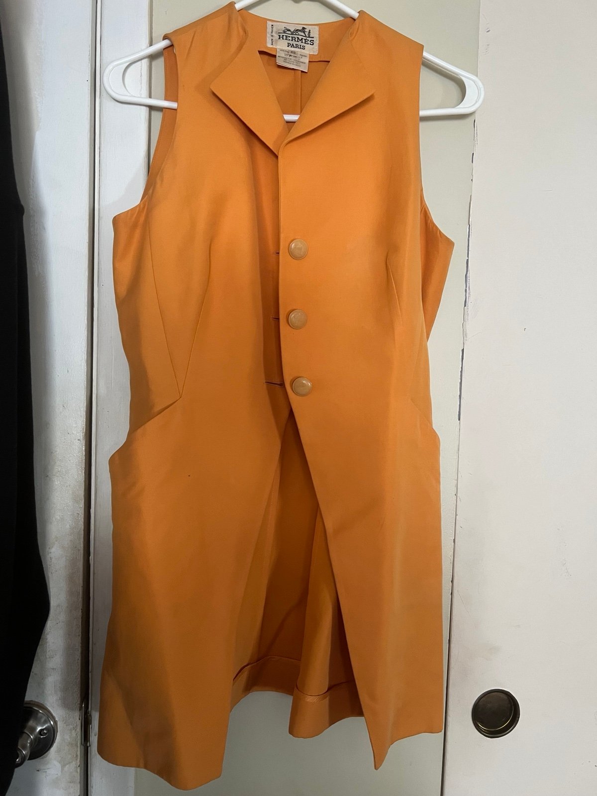 Orange Hermes sleeveless blazer