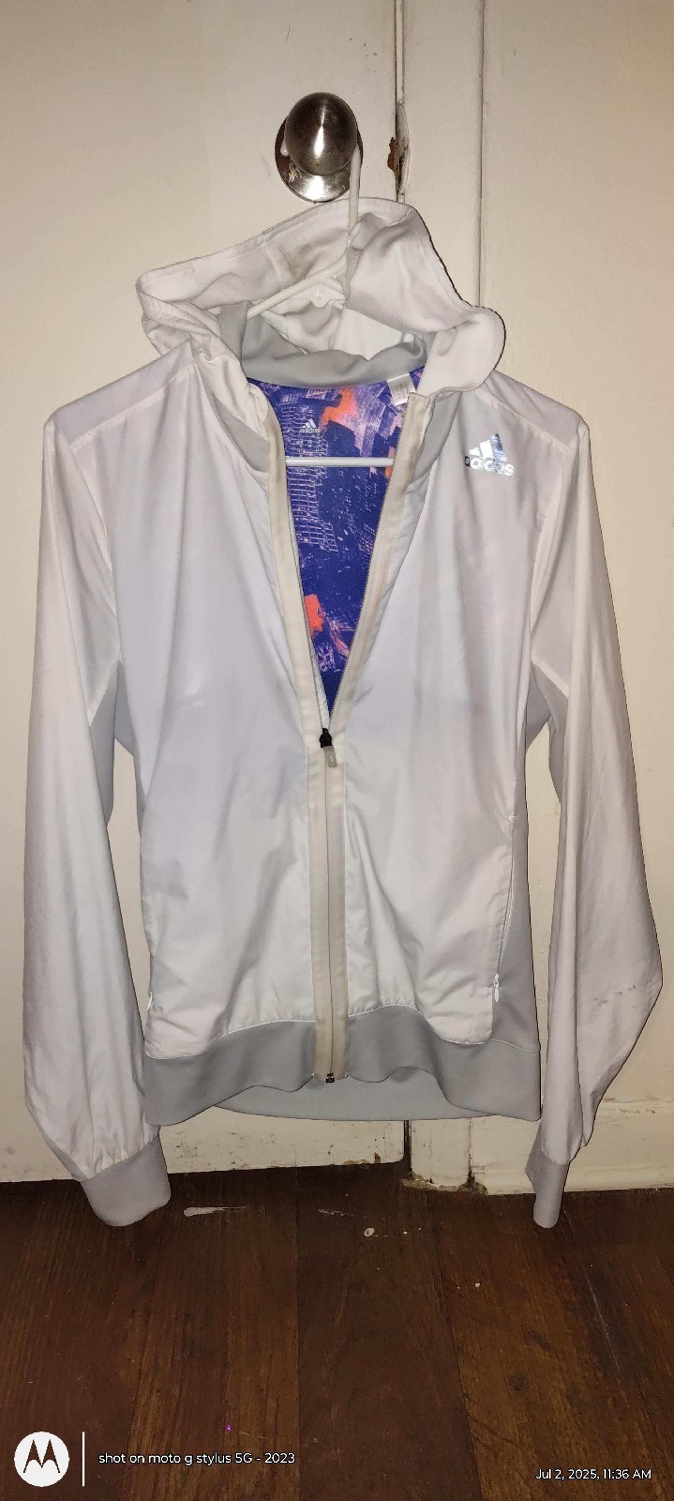 Adidas women's white and purple athletic jacket size medium