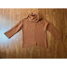 Eileen Fisher Womens PS Cowl Neck Ribbed Sweater Oversized Yak &Wool Blend Brown