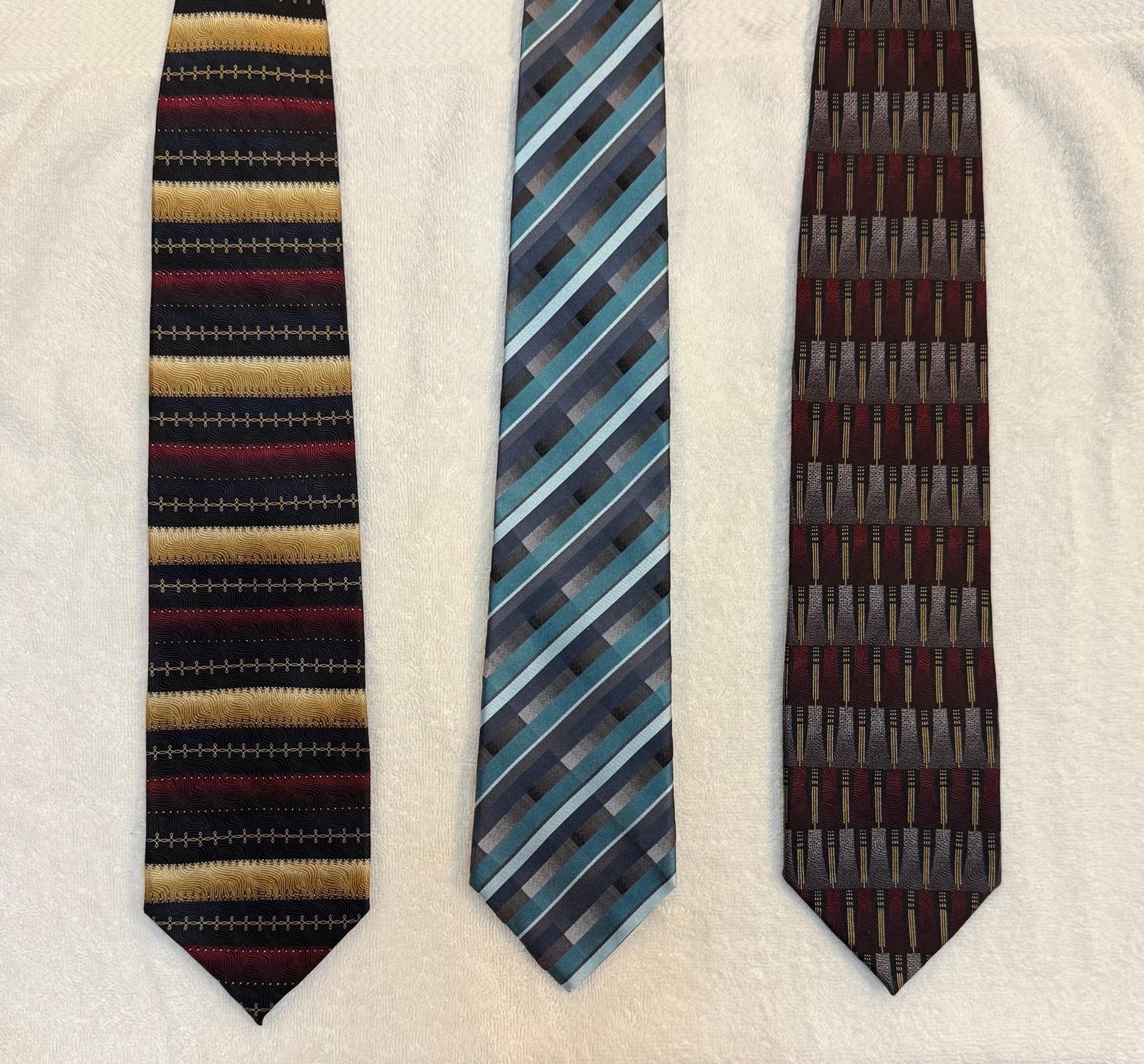 EUC - Lot Of 3 100% Silk Men's Necktie DiMoggio & Concepts By Claiborne