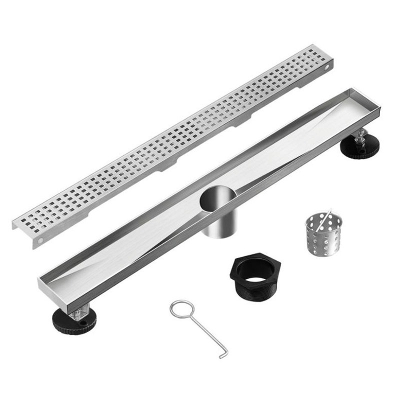 Linear Shower Drain 48 with Removable Grate Cover, Stainless Steel , Leveling