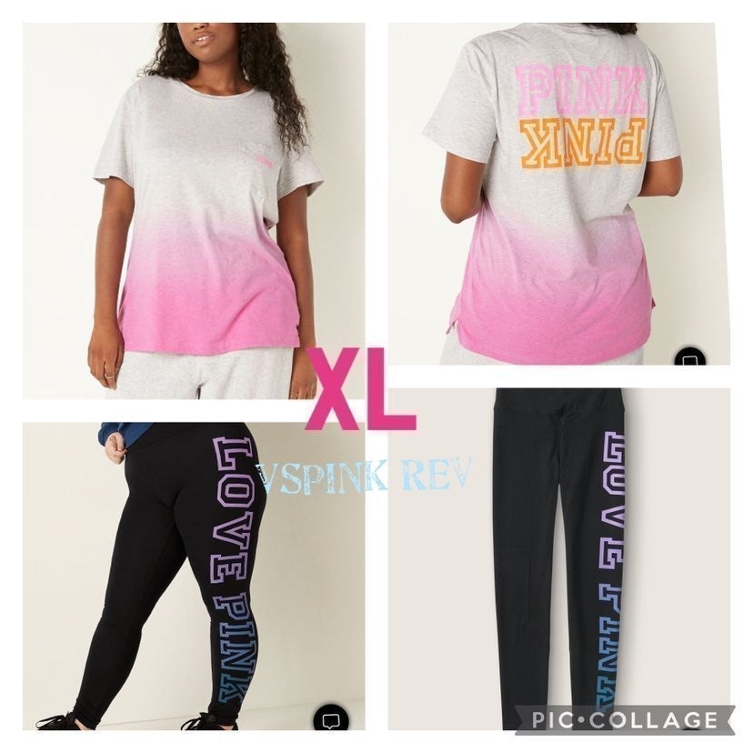 VS pink legging tee outfit set XL NEW