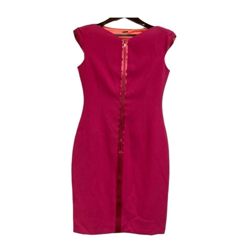 Elie Tahari Ruth Dress Full Bloom Metal Zipper Cap Sleeve Pink/Orange NWT 448