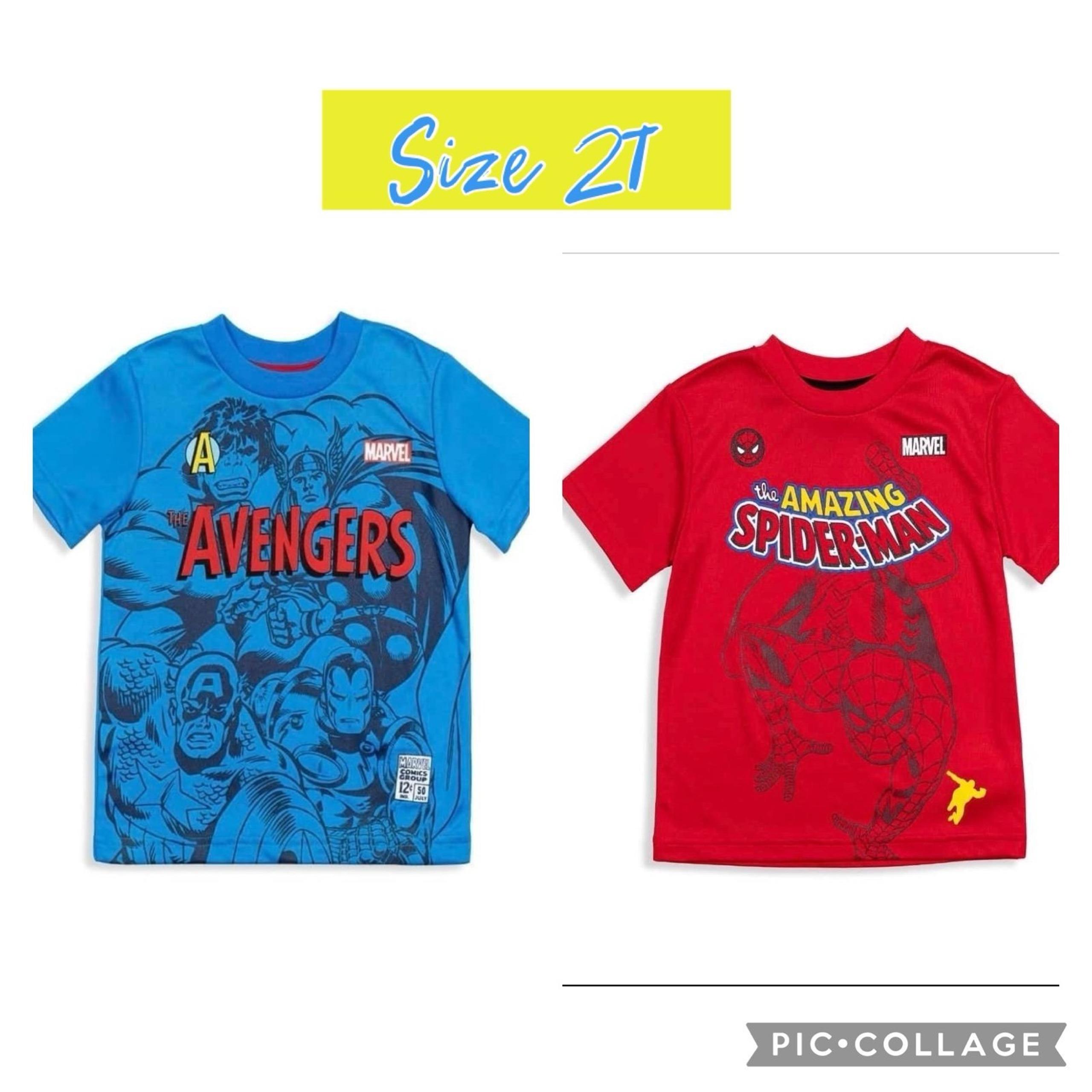 Lot of 2 Marvel The Avengers & Spiderman boys toddler tshirt size 2t NEW