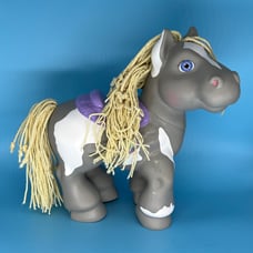 VINTAGE HASBRO 1992 CABBAGE PATCH KIDS PONY CRIMP N CURL TOY GREY & WHITE PINTO