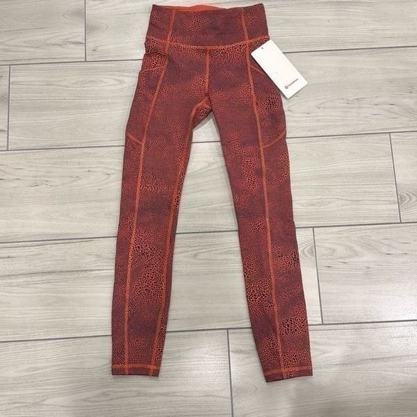 NWT Lululemon Invigorate Tight 25 Size 2 Crackle Glaze Orange Larkspur