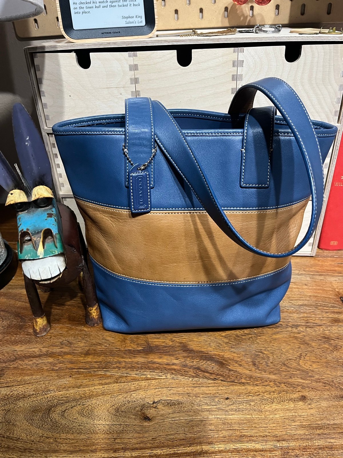 Vintage Coach Classic rugby stripe tote