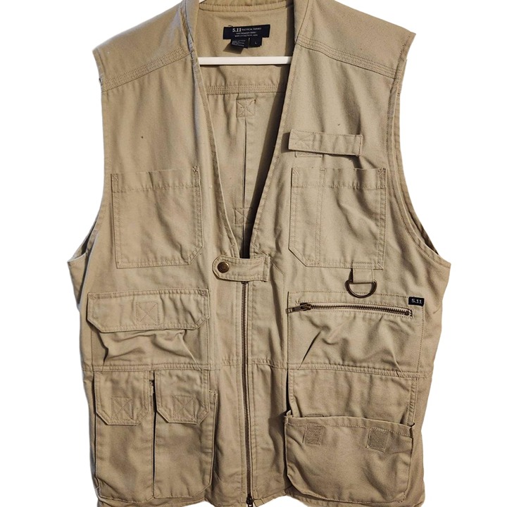 5.11 Tactical Shooting Vest Mens L Model 80001 Tan CCW, Ripstop Hunting Taclite
