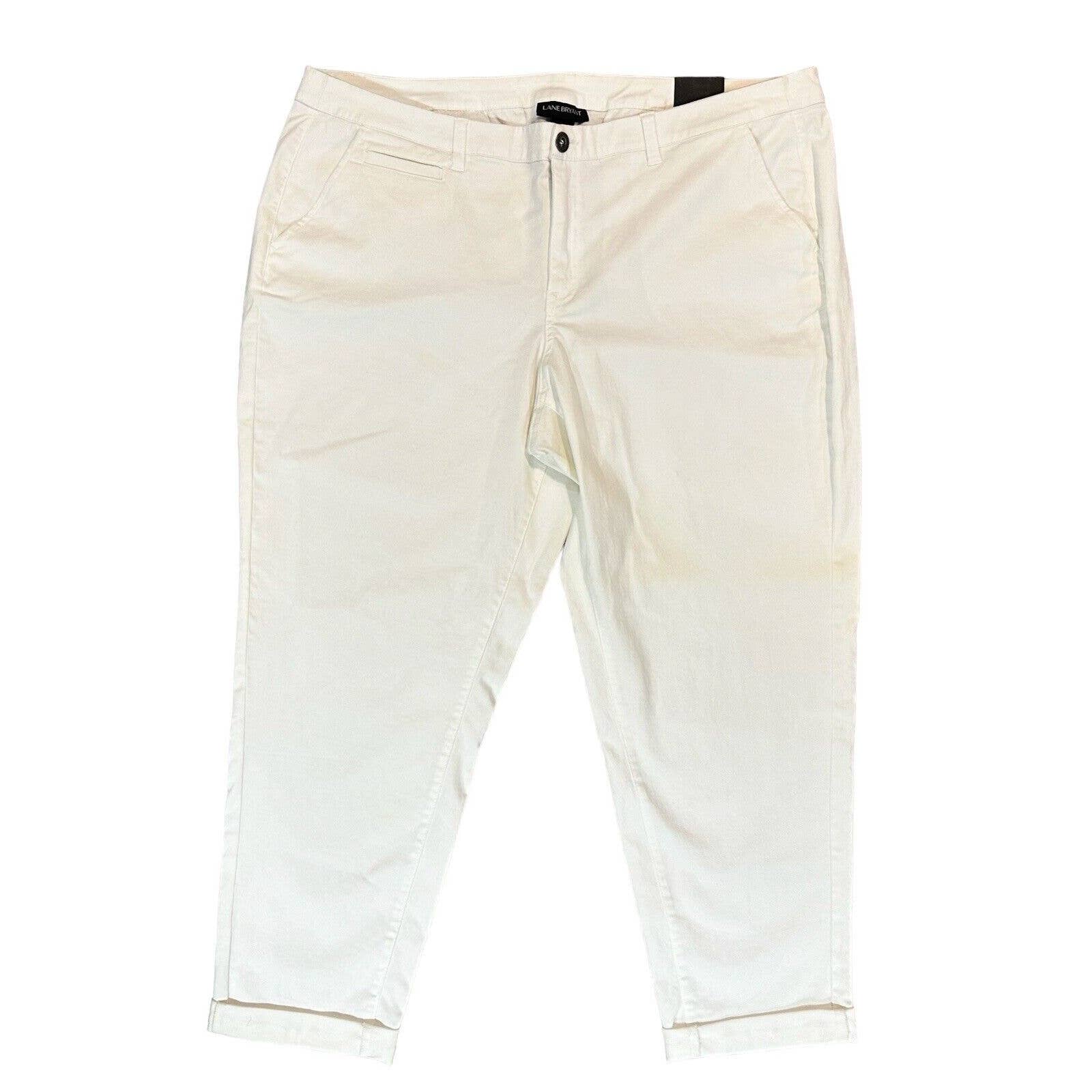 NWT Lane Bryant Low Rise Boyfriend White Denim Jeans Relaxed Fit Rolled Cuff 22