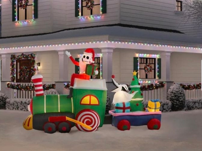 Jack Skellington Christmas Train Airblown Inflatable