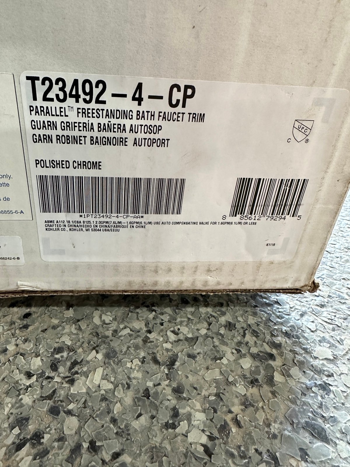 Kohler - T23492-4-CP - Parallel Floor-Mount Bath Filler Trim With Handshower