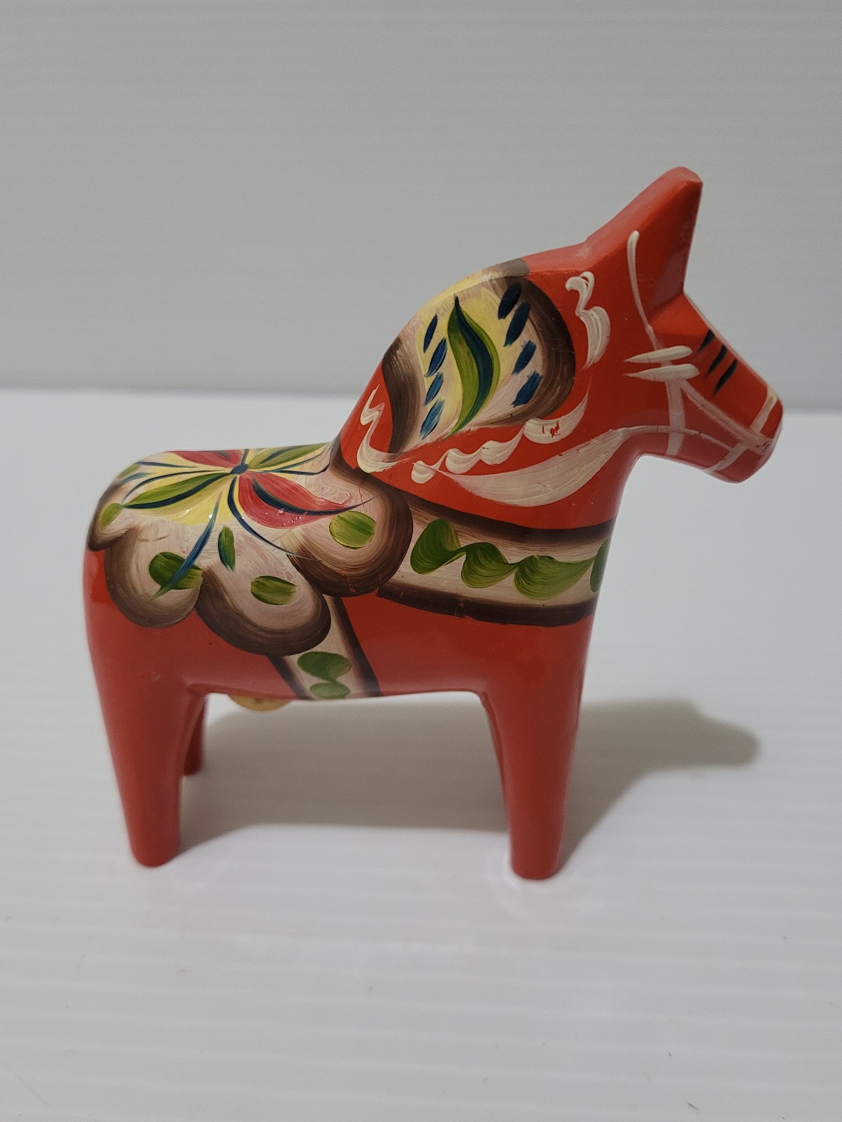 Painted Dala Horse Nils Olsson 4” Atka Dalahemslojd Nusnas Sweden Label Signed