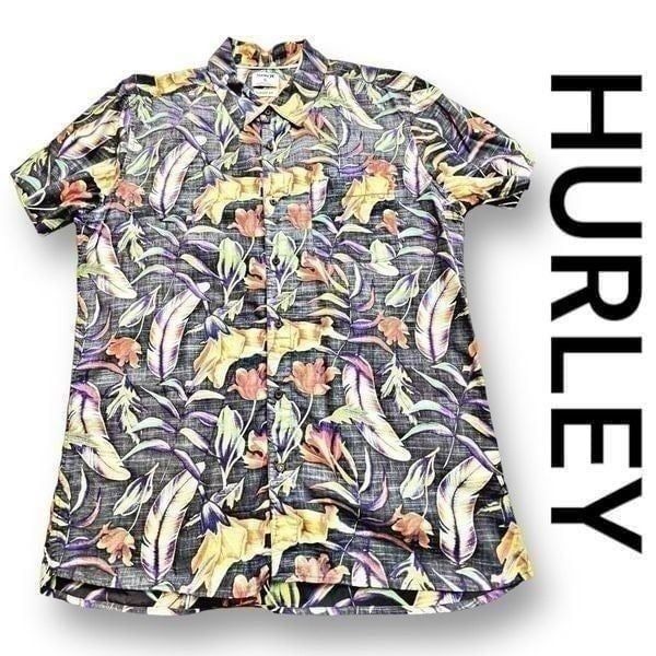 Hurley Mens Size XLarge Classic Fit Fat Cap Short-Sleeve Shirt Reverse Print
