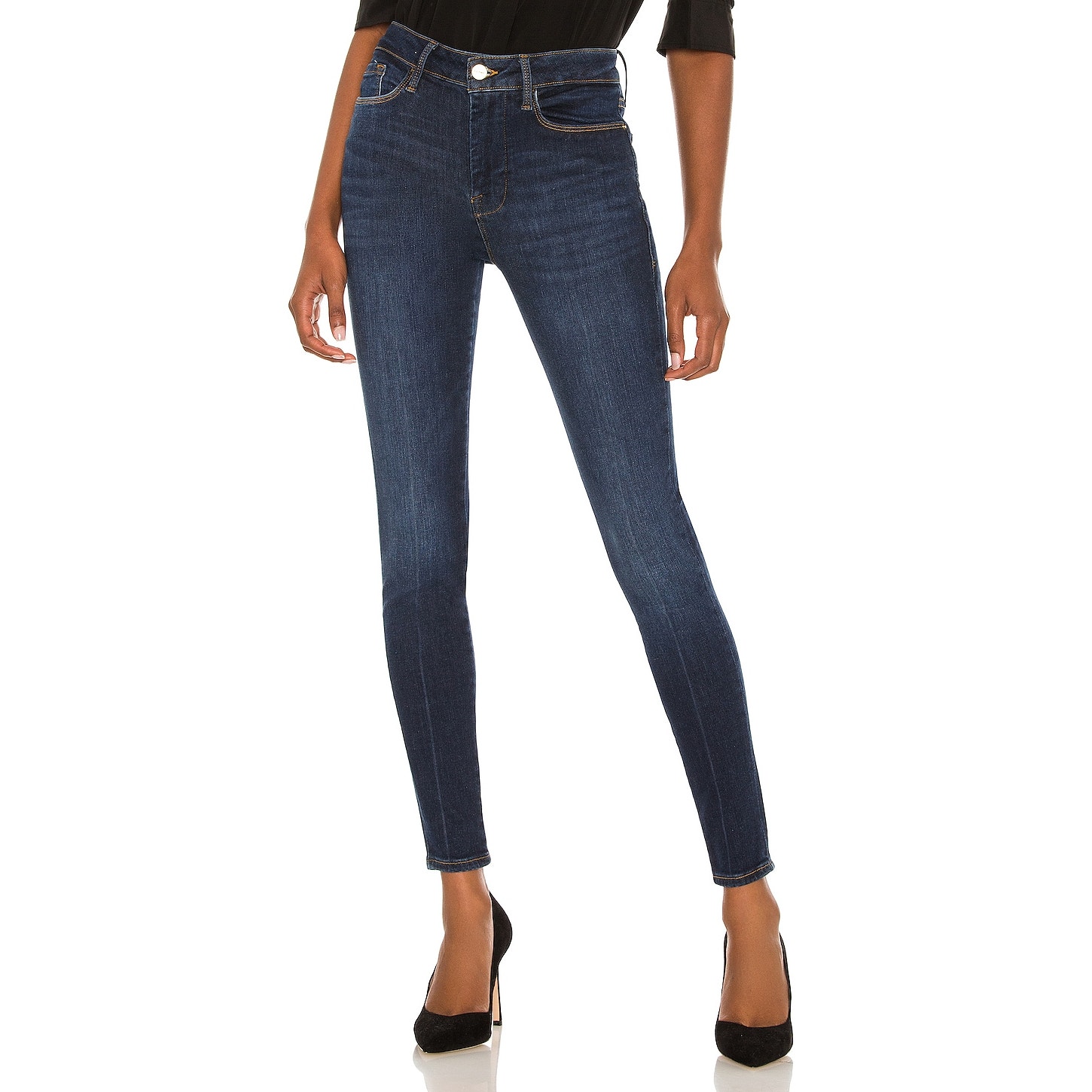 FRAME Le One Skinny Leg Jeans Kodak Blue Dark Wash High Rise Casual Women's 2