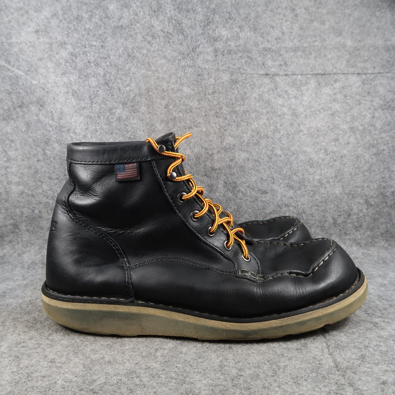 Danner Shoes Mens 10 EE Boots Leather Work Biker Bull Run Moc Toe 6" Black Shine