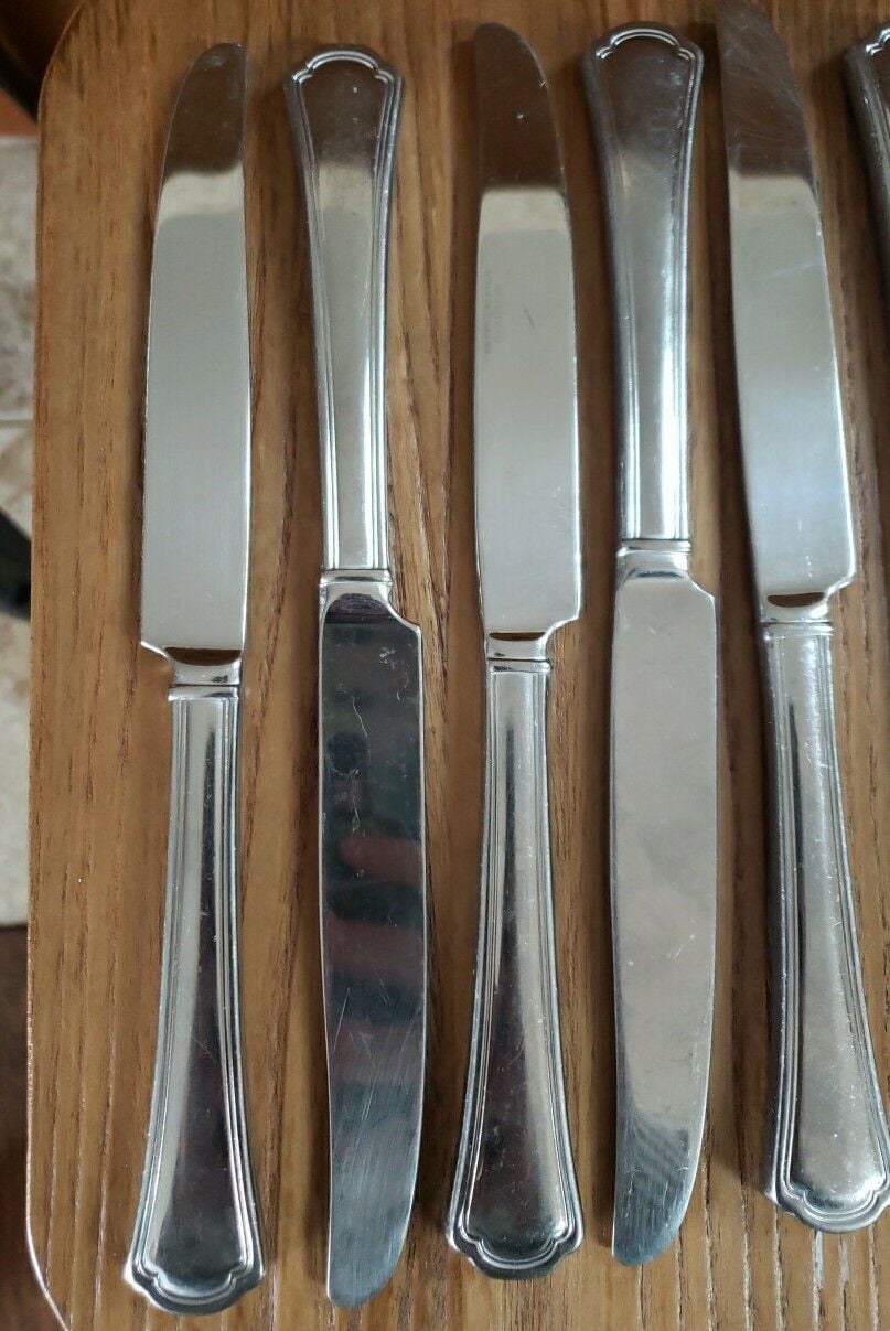 9 Dinner Knives ARLINGTON NEWTON Reed & Barton Glossy 18/10 Stainless Flatware